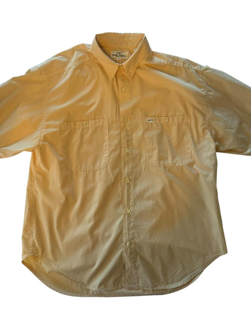 Vintage Guess Georges Marciano USA Button Shirt Mens 4 XL Beige Double Pocket